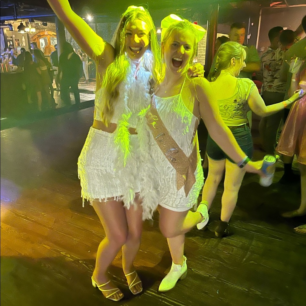 Lulus White Party Dress tassels